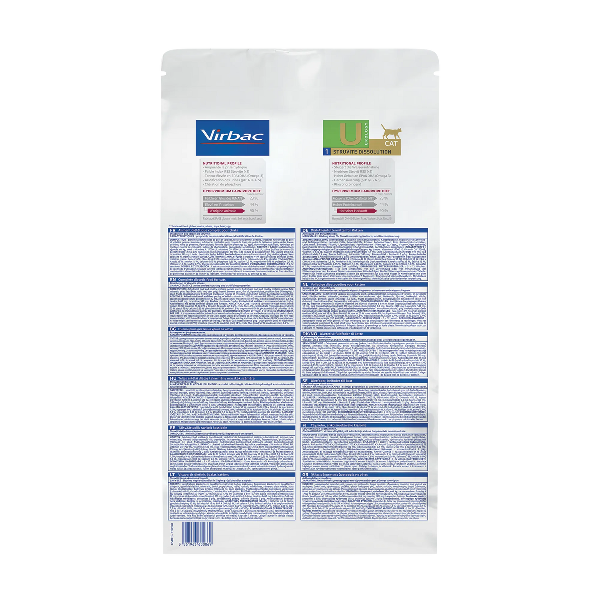 Virbac Veterinary HPM Diététique Urology Struvite Dissolution - croquettes chat