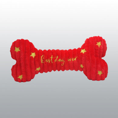 Jouet peluche os velours Noël - Chien