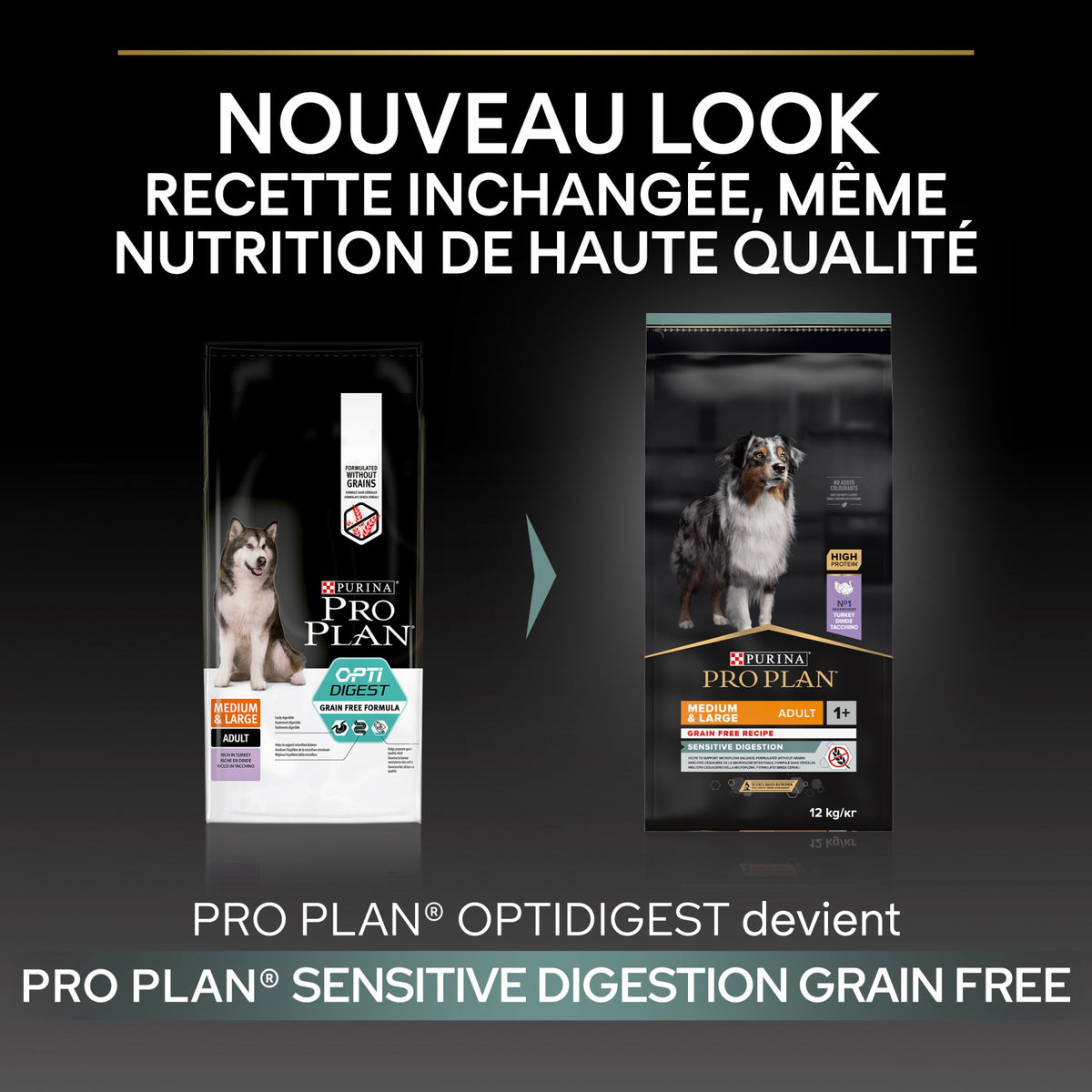 PRO PLAN Sensitive Digestion No Grain Medium & Large Adult à la Dinde - Croquettes pour chien