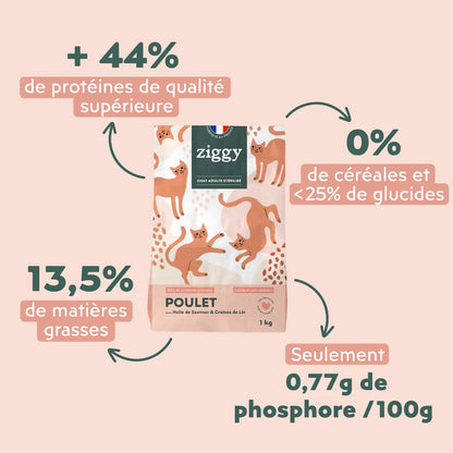 Ziggy Adulte Stérilisé au poulet - croquettes chat
