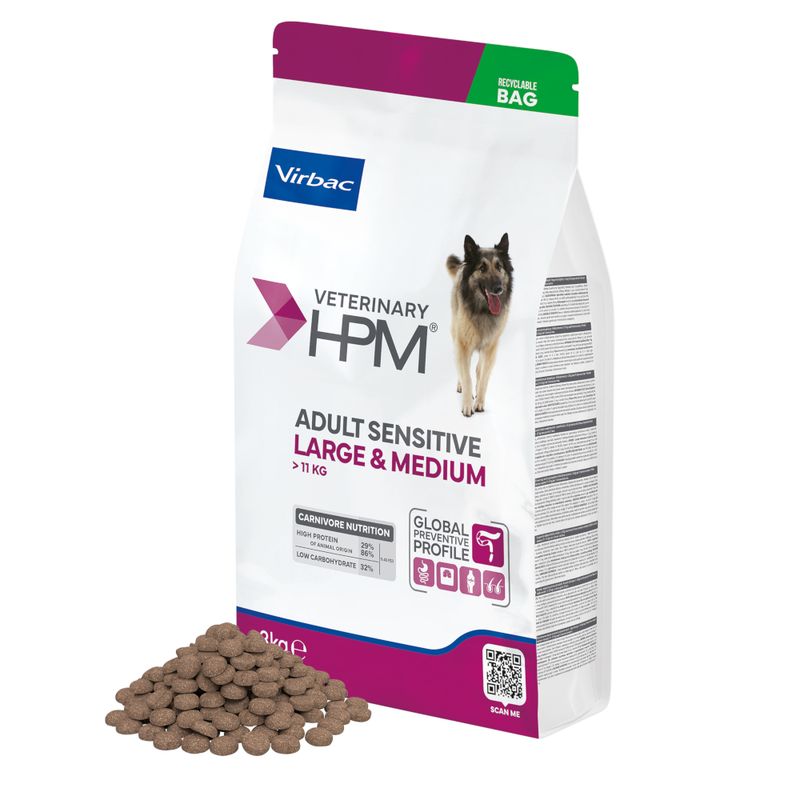Veterinary HPM Adult Sensitive Large &amp; Medium Dog - croquettes chien
