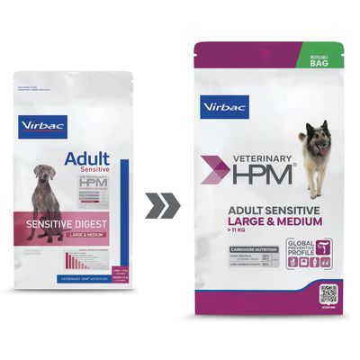 Veterinary HPM Adult Sensitive Large &amp; Medium Dog - croquettes chien
