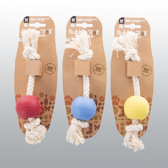 Jouet balle avec corde rubb&