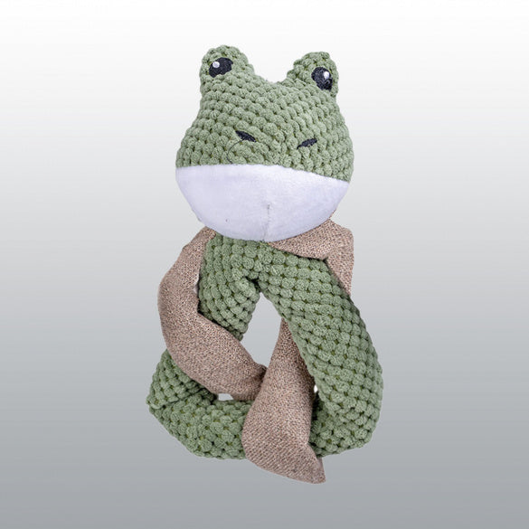 Peluche grenouille nouée et tissu tressé