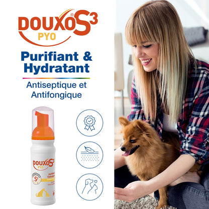 Douxo S3 Pyo purifiant et hydratant mousse sans rinçage chien, chat