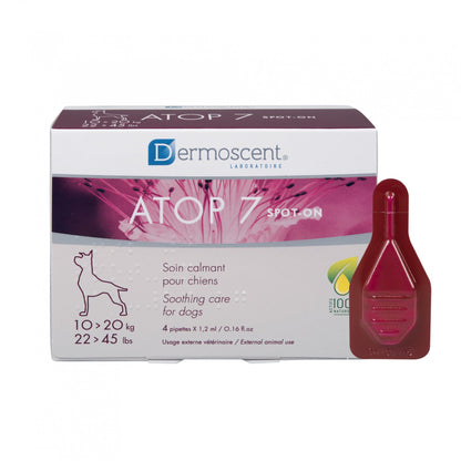 Atop 7 Spot-On de Dermoscent Soin calmant peau chien, chat