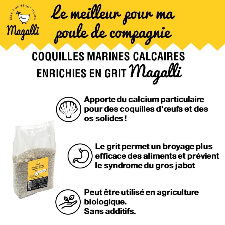 Coquilles marines enrichies en grit