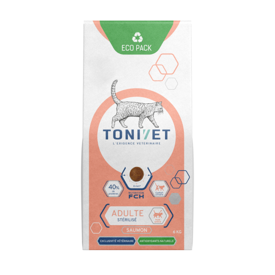 Tonivet Adulte Stérilisé Saumon Croquette Pour Chat