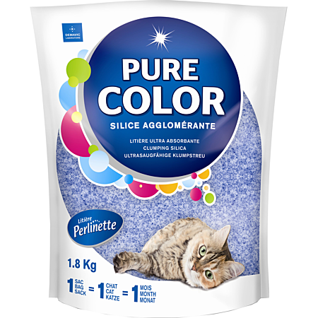 Pure color bleu litière silice agglomérante chat